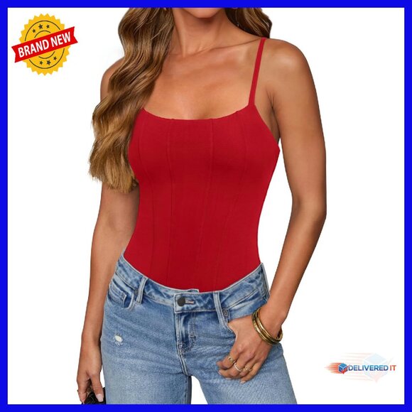 Square Neck Adjustable Strap Bodysuit Sleeveless Backless Corset Top